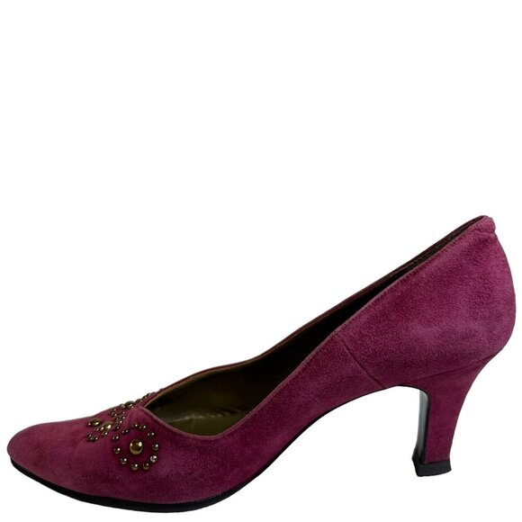 Vintage Saint Laurent YSL Pump Shoes Purple Sz US 6 EU 36 Stud Details Point Toe - Picture 3 of 16
